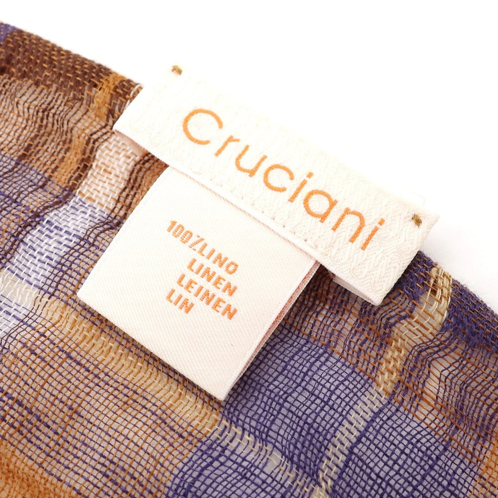 [Used] CRUCIANI Linen Check Scarf Brown x Navy [BRW] [S/S] [Condition Rank B] ​​[Men&