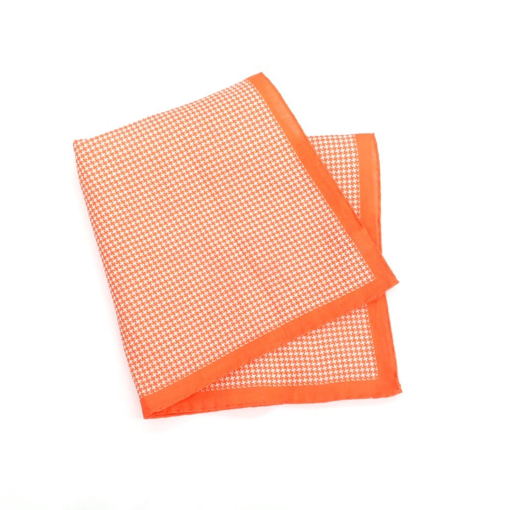 [Used] PETRONIUS Linen Houndstooth Pattern Pocket Square Orange x White [Condition Rank B] ​​[Men&