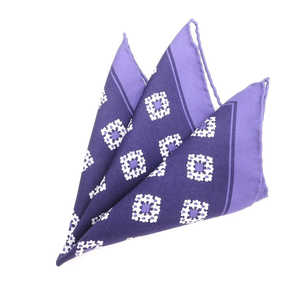 [Used] Franco Bassi Silk Small Pattern Pocket Square Purple x White [Condition Rank B] ​​[Men&