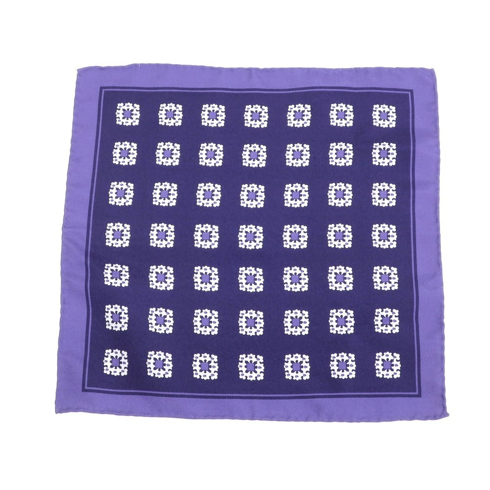 [Used] Franco Bassi Silk Small Pattern Pocket Square Purple x White [Condition Rank B] ​​[Men&