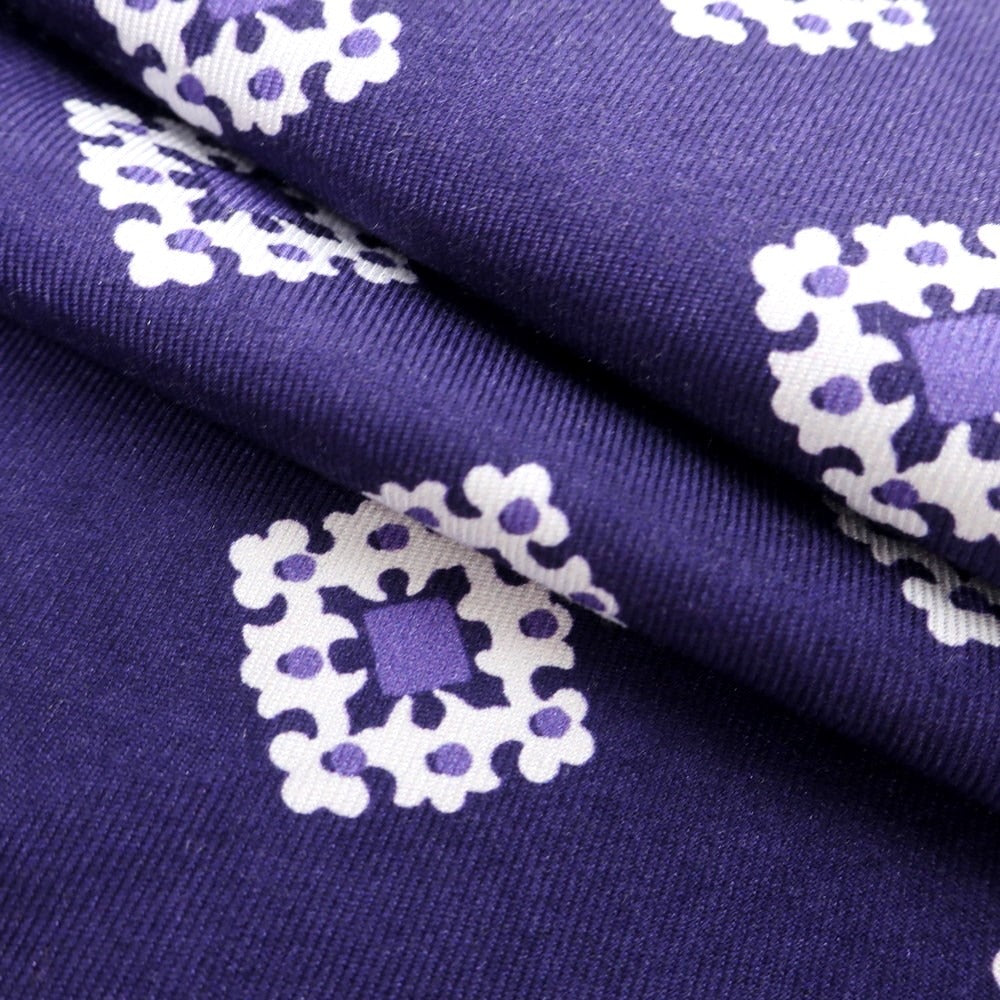 [Used] Franco Bassi Silk Small Pattern Pocket Square Purple x White [Condition Rank B] ​​[Men&