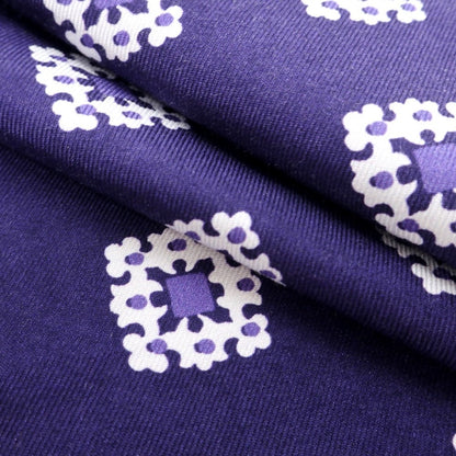 [Used] Franco Bassi Silk Small Pattern Pocket Square Purple x White [Condition Rank B] ​​[Men&