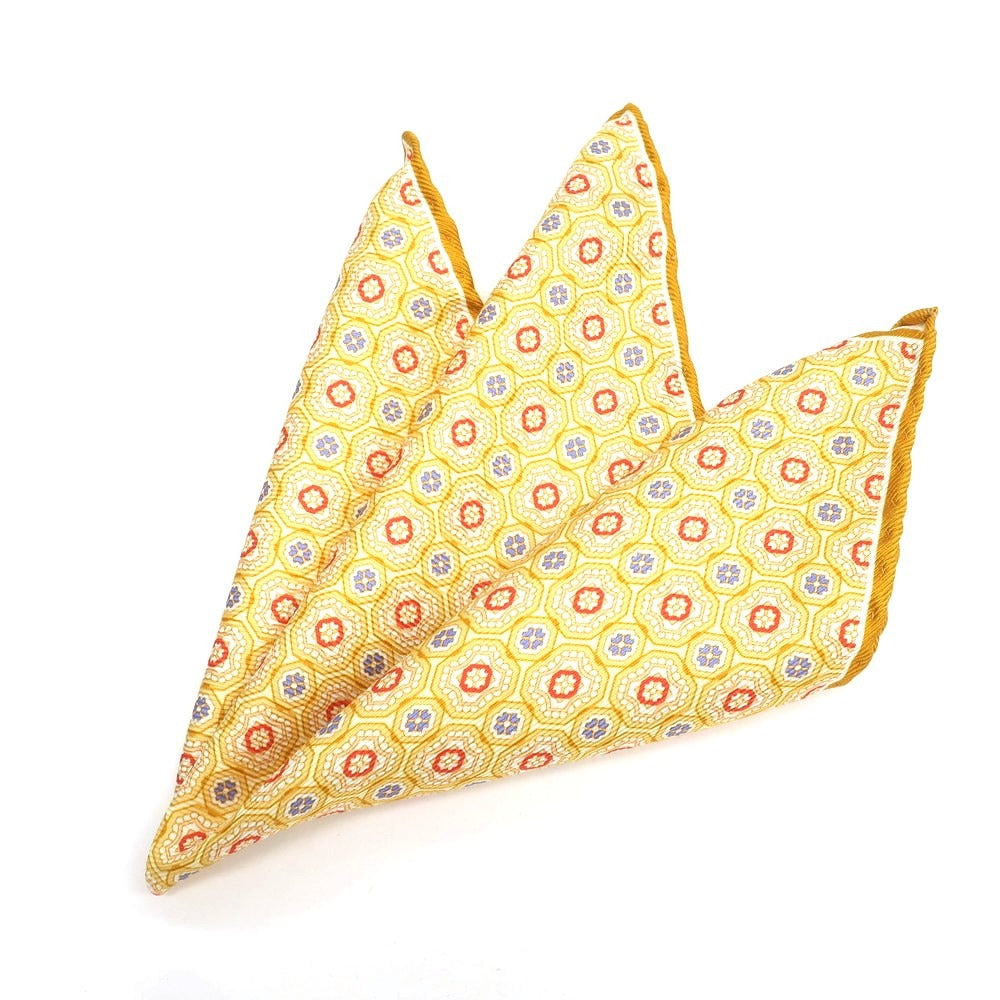 [Used] AD56 Silk Pocket Square Yellow x Red [Condition Rank B] ​​[Men&