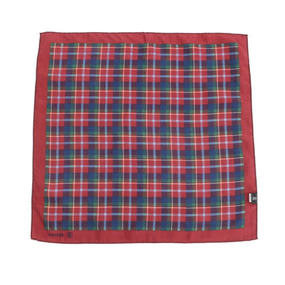 [Used] Brewer Silk Check Pocket Square Wine Red x Navy [Condition Rank B] ​​[Men&