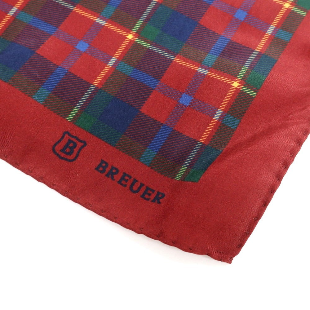 [Used] Brewer Silk Check Pocket Square Wine Red x Navy [Condition Rank B] ​​[Men&