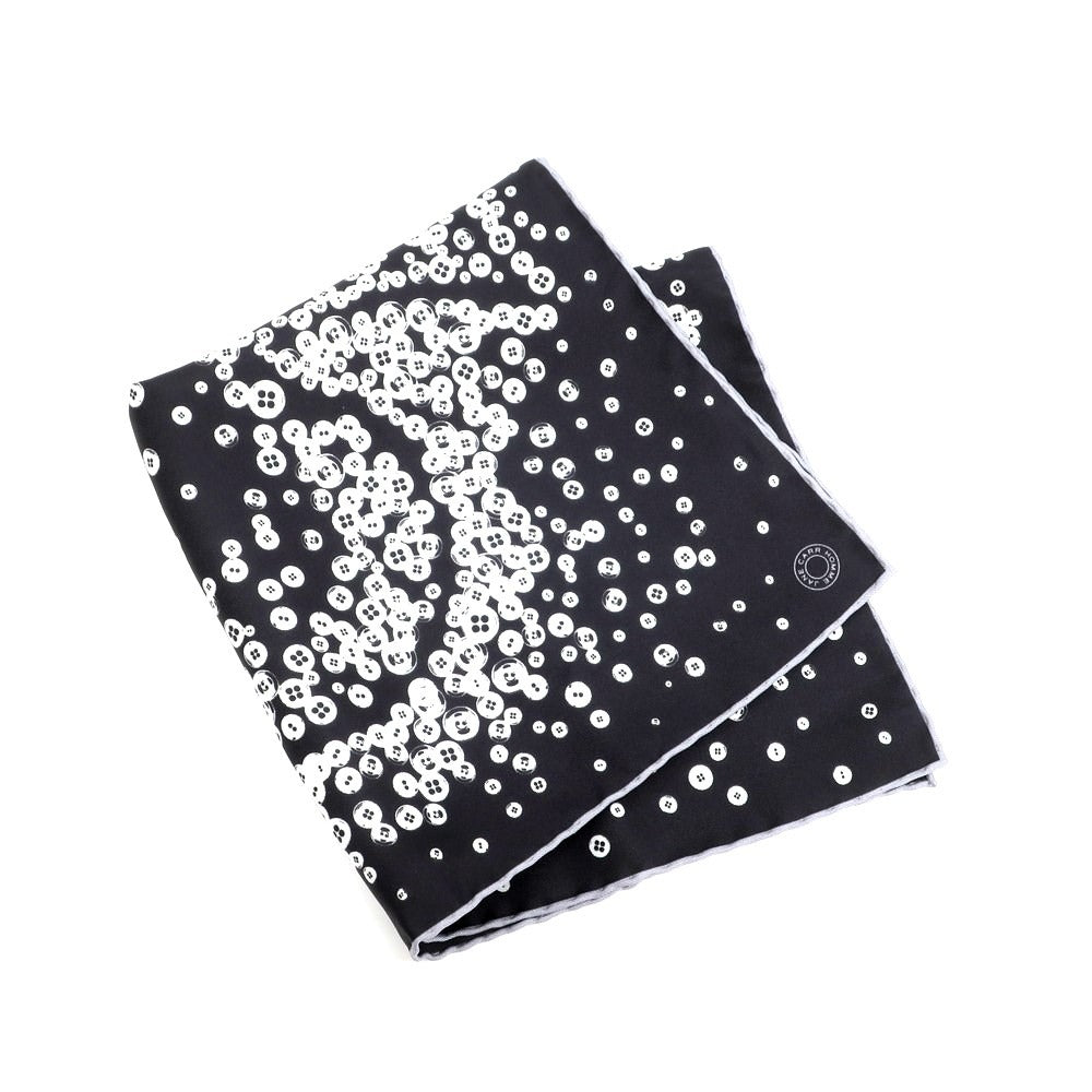 [Used] Jane Carr Silk Clover Pocket Square Black x White [Condition Rank B] ​​[Men&