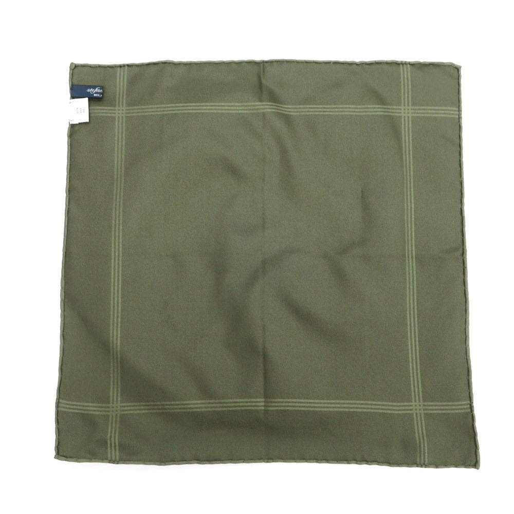 [Used] Stefano Bigi Silk Check Pocket Square Olive Green [Condition Rank B] ​​[Men&