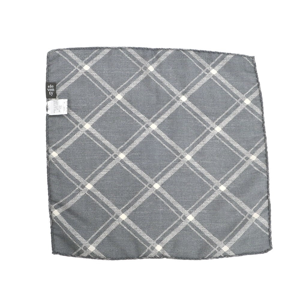 [Used] eleventy wool silk check pocket square, gray x white [Condition rank B] ​​[Men&