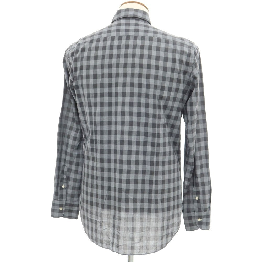 [Used] GIANGI Cotton Check Round Collar Casual Shirt Light Gray x Gray [Size 40] [GRY] [S/S/A/W] [Condition Rank B] ​​[Men&