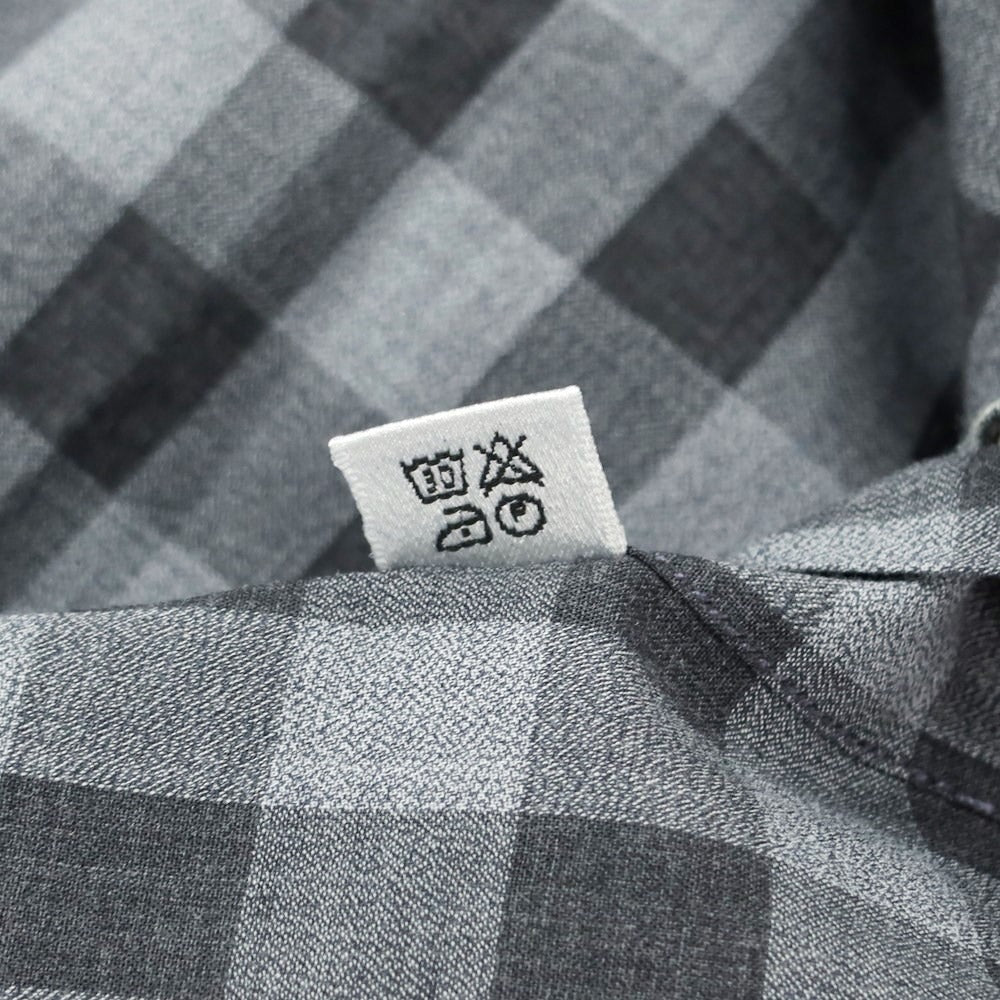 [Used] GIANGI Cotton Check Round Collar Casual Shirt Light Gray x Gray [Size 40] [GRY] [S/S/A/W] [Condition Rank B] ​​[Men&