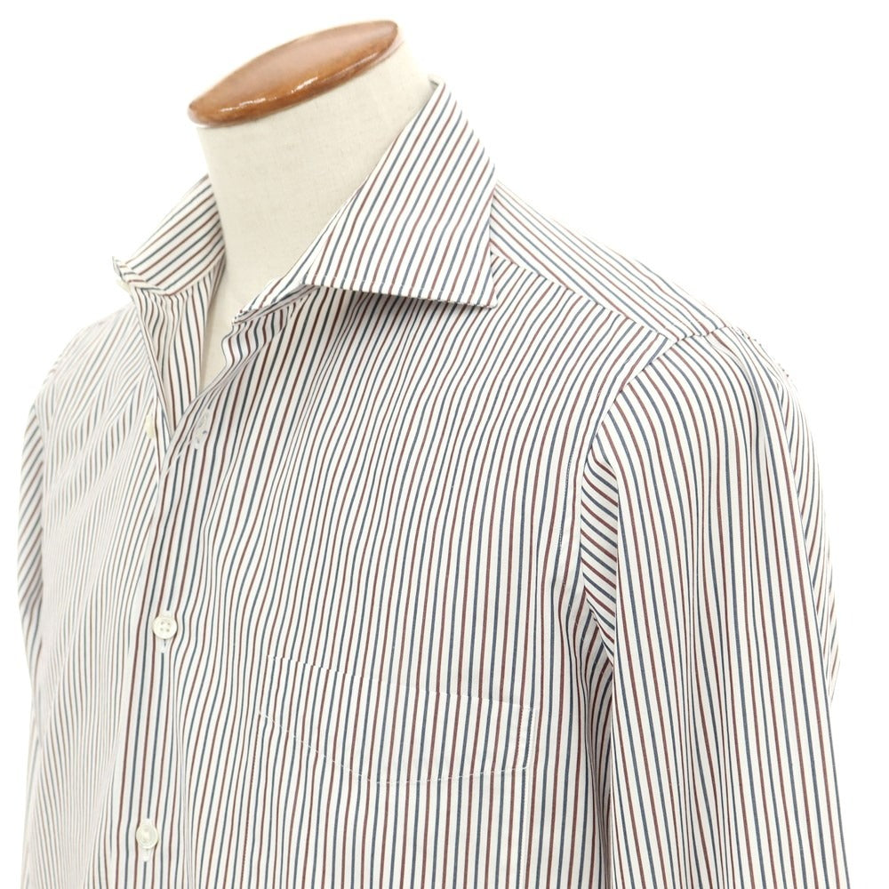 [Used] CHOYA Cotton Stripe Wide Collar Dress Shirt White x Navy [Size 39] [WHT] [S/S/A/W] [Condition Rank B] ​​[Men&