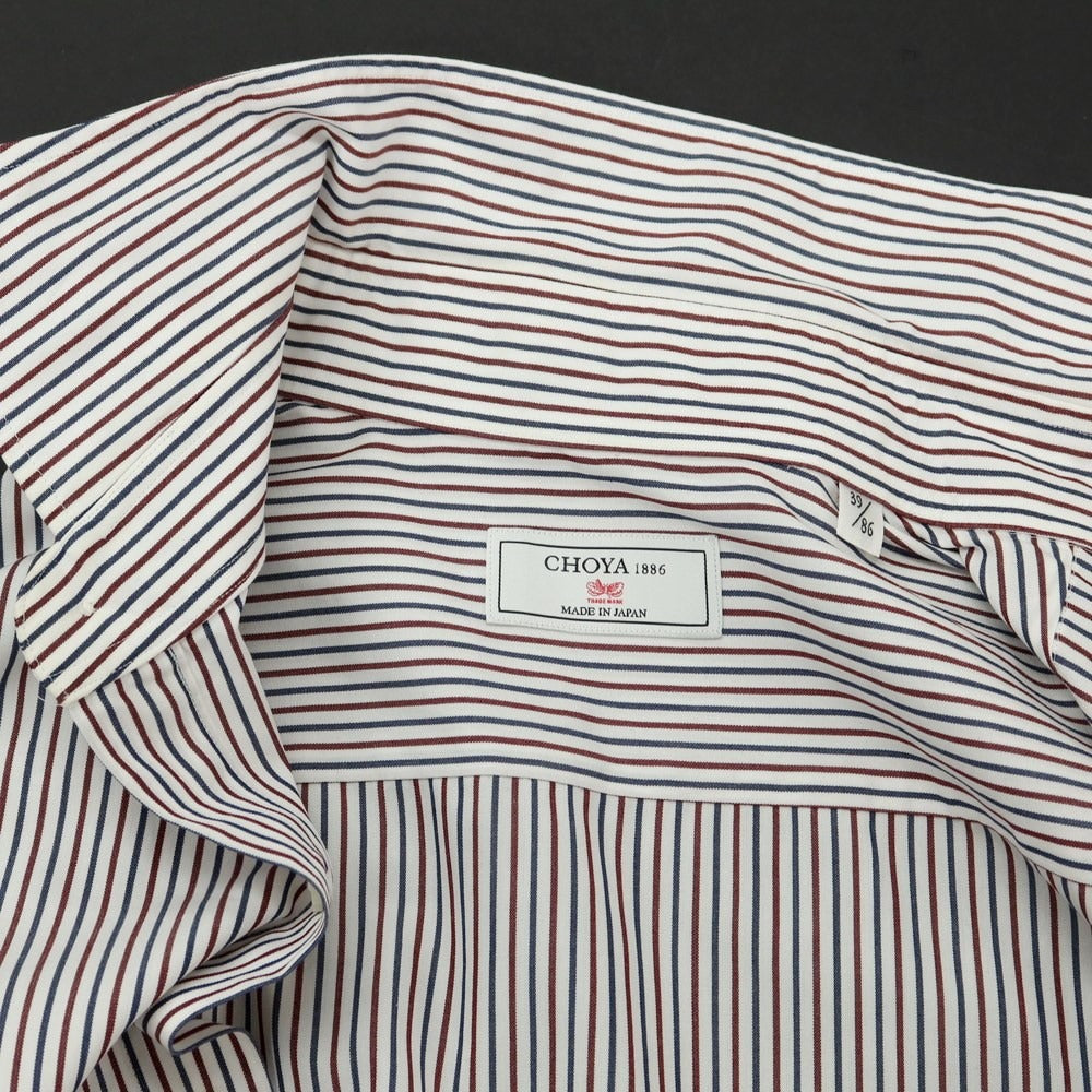 [Used] CHOYA Cotton Stripe Wide Collar Dress Shirt White x Navy [Size 39] [WHT] [S/S/A/W] [Condition Rank B] ​​[Men&