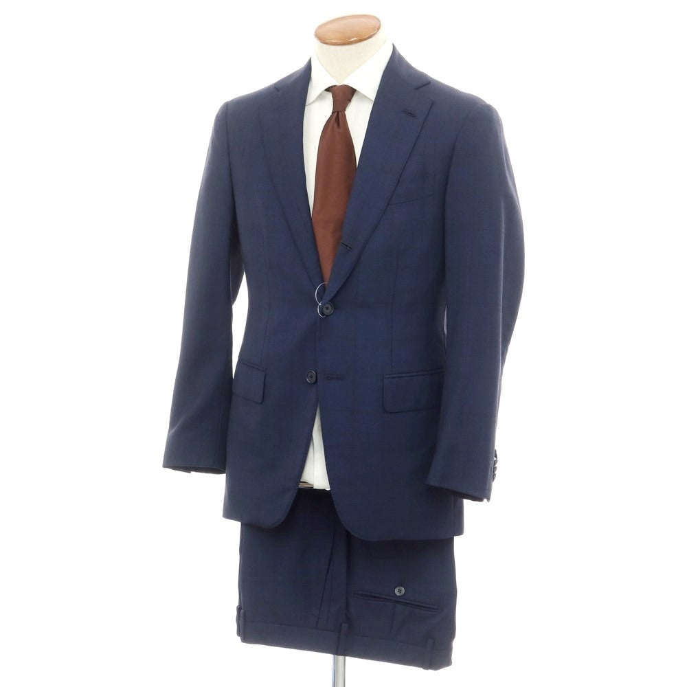 [Used] Valditaro SHIPS special order check wool cashmere 3 button suit light navy x black [46 7R] [Condition rank C] [Men&