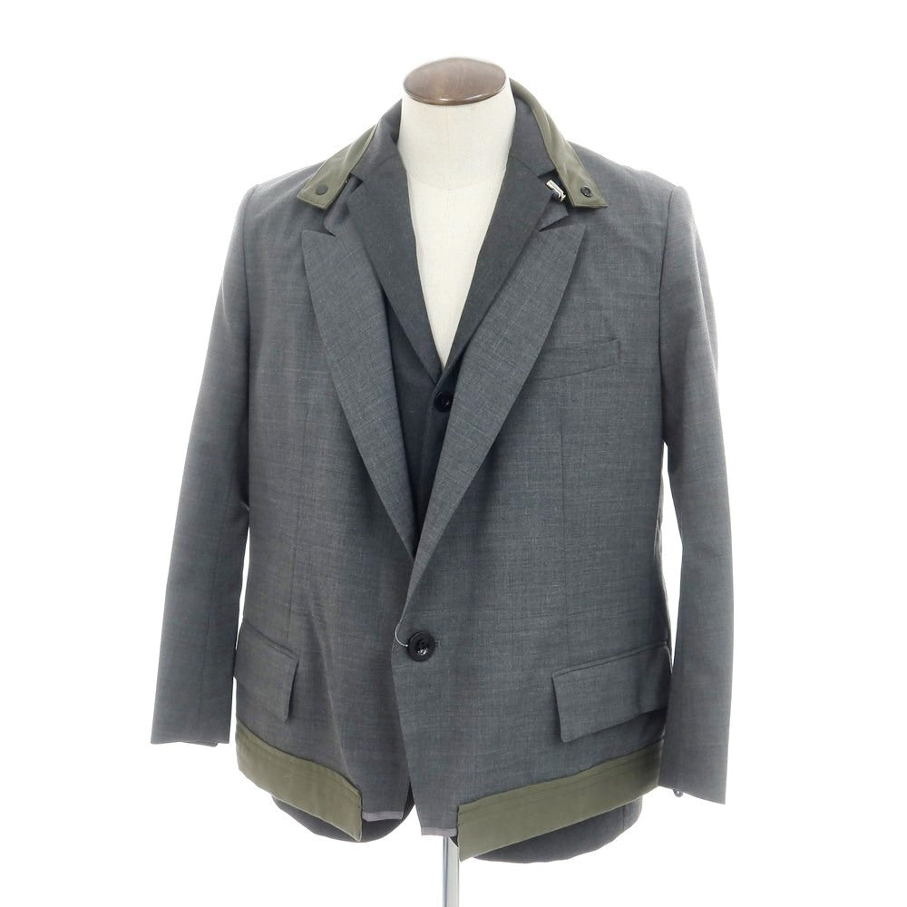 [Used] Sacai polyester wool layered casual jacket, grey [3] [Condition rank B] ​​[Men&