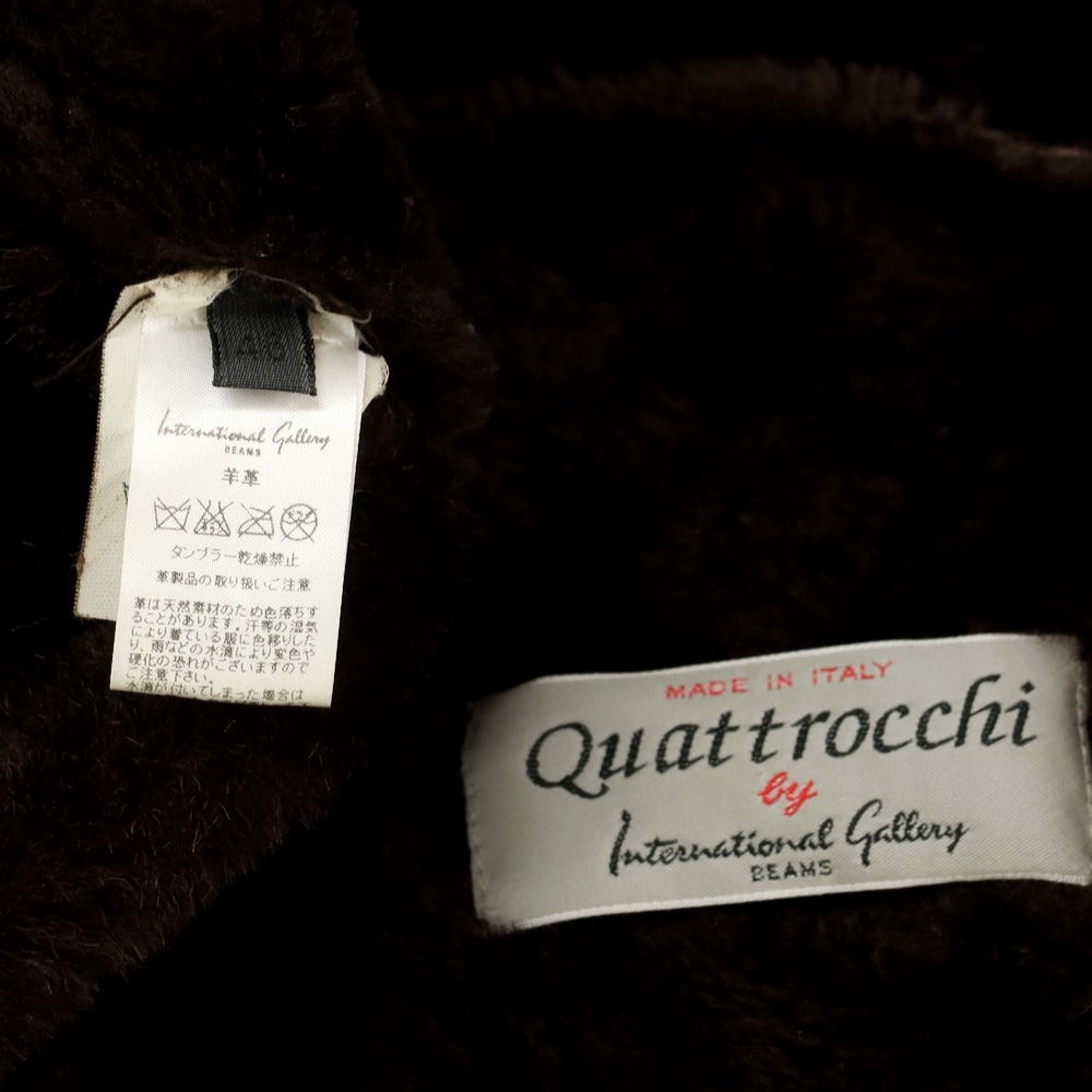 【中古】クアトロッキ quattrocchi ムートン ジップアップ レザーベスト ブラウン【 46 】【 状態ランクC 】【 メンズ 】