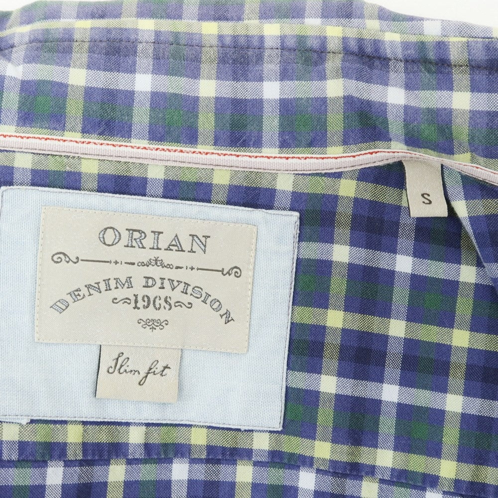 [Used] ORIAN Cotton Check Horizontal Collar Casual Shirt Navy x Green [Size S] [NVY] [S/S/A/W] [Condition Rank C] [Men&