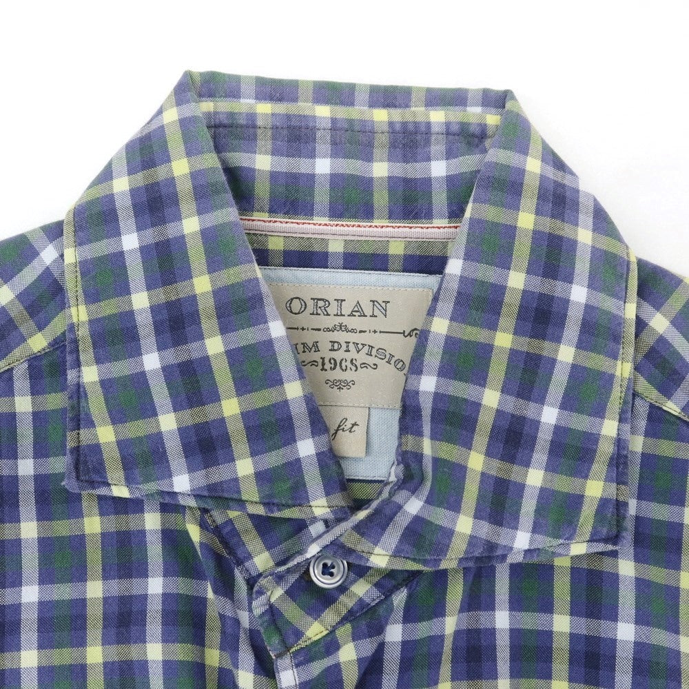 [Used] ORIAN Cotton Check Horizontal Collar Casual Shirt Navy x Green [Size S] [NVY] [S/S/A/W] [Condition Rank C] [Men&