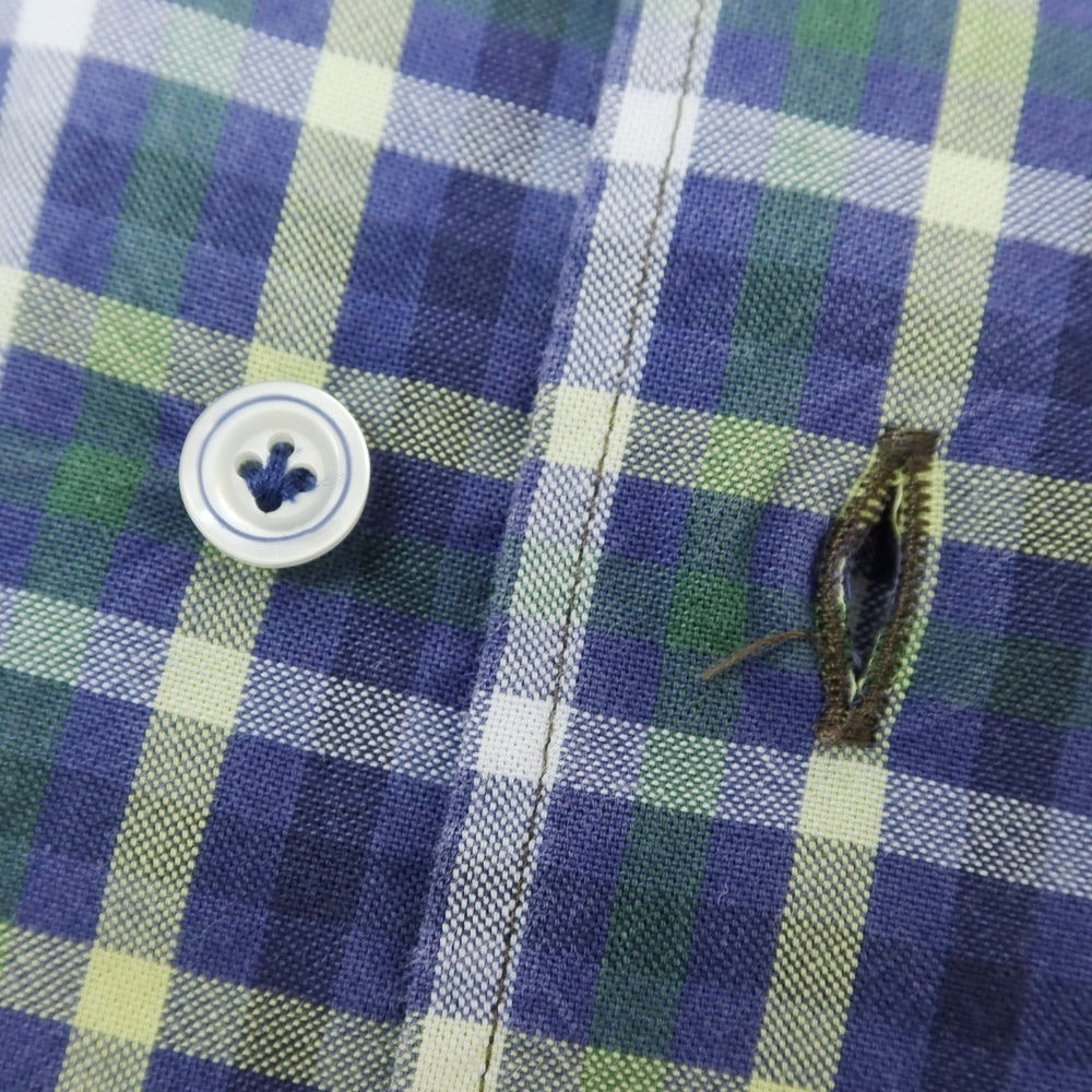 [Used] ORIAN Cotton Check Horizontal Collar Casual Shirt Navy x Green [Size S] [NVY] [S/S/A/W] [Condition Rank C] [Men&