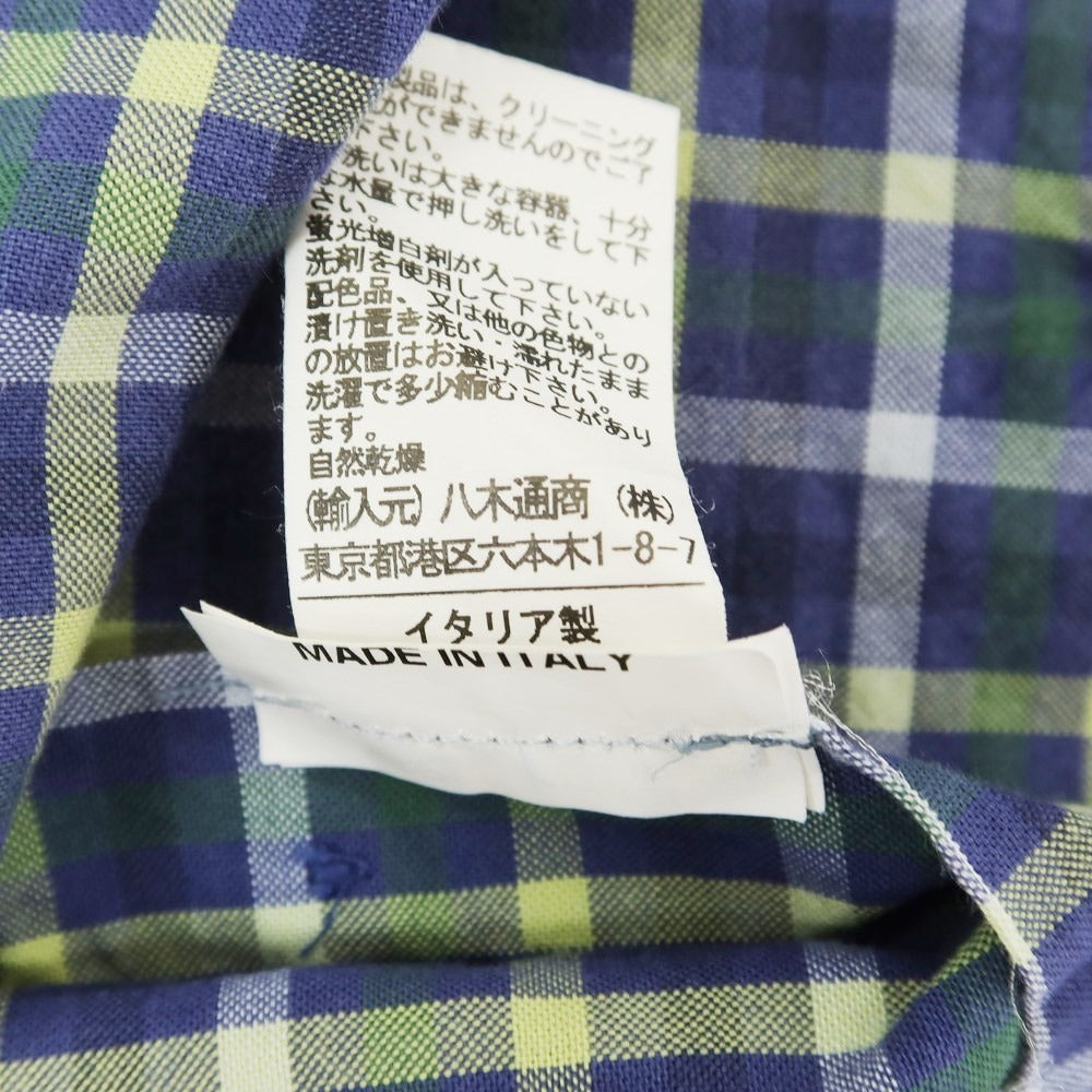 [Used] ORIAN Cotton Check Horizontal Collar Casual Shirt Navy x Green [Size S] [NVY] [S/S/A/W] [Condition Rank C] [Men&