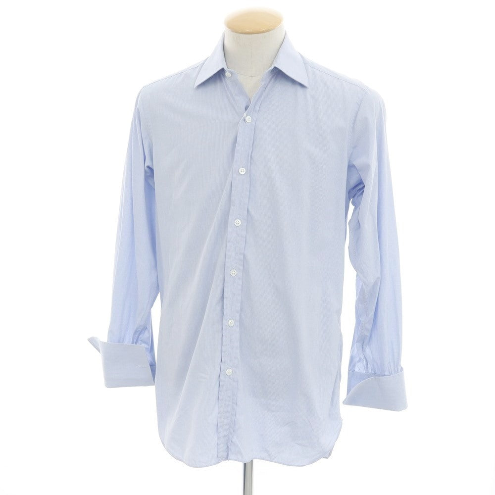 【中古】ターンブル＆アッサー Turnbull &amp; Asser コットン セミワイドカラー ドレスシャツ ホワイトxブルー【サイズ38-15】【WHT】【S/S/A/W】【状態ランクC】【メンズ】【759285】