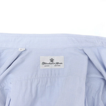 【中古】ターンブル＆アッサー Turnbull &amp; Asser コットン セミワイドカラー ドレスシャツ ホワイトxブルー【サイズ38-15】【WHT】【S/S/A/W】【状態ランクC】【メンズ】【759285】