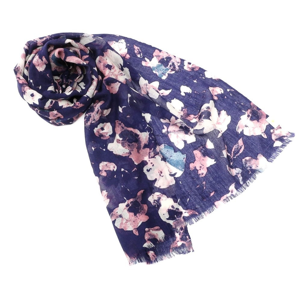 [Used] Giannetto cotton linen all-over print scarf, navy x pink [NVY] [S/S] [Condition: C] [Men&