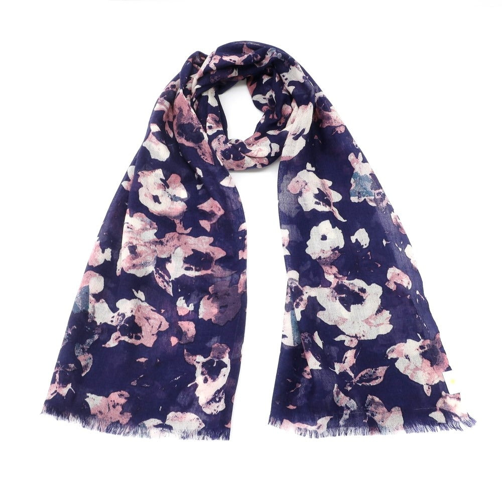 [Used] Giannetto cotton linen all-over print scarf, navy x pink [NVY] [S/S] [Condition: C] [Men&