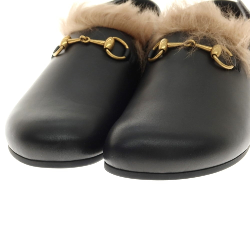 A*s様 GUCCI ローファー サンダル ブラック 7 中古】【未使用】グッチ GUCCI カーフ レザー ファー ホースビット
