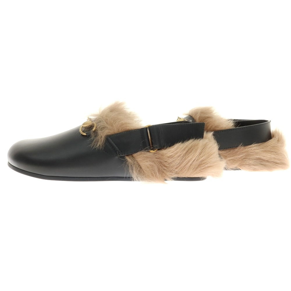 【中古】【未使用】グッチ GUCCI カーフレザー ファー ホースビット サンダル ブラック【 27cm位（表記なし） 】【 状態ランクS 】【 メンズ 】 [EPD]