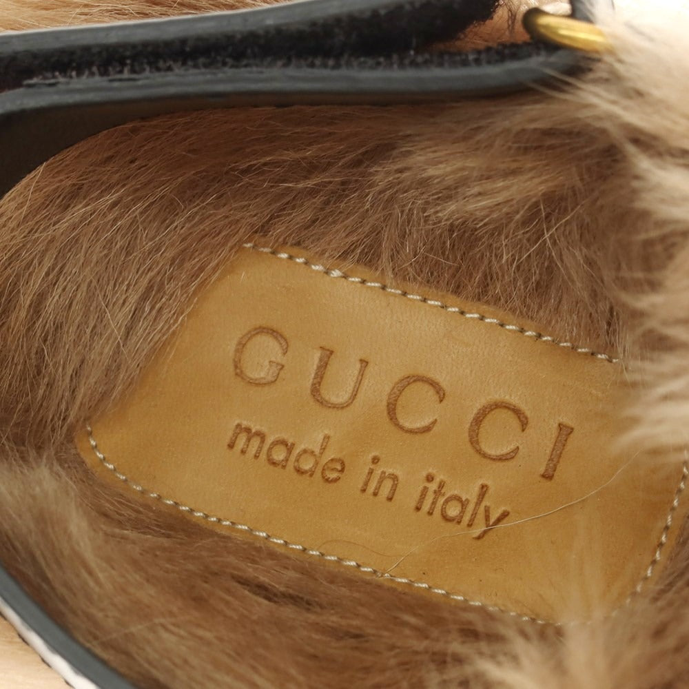 【中古】【未使用】グッチ GUCCI カーフレザー ファー ホースビット サンダル ブラック【 27cm位（表記なし） 】【 状態ランクS 】【 メンズ 】 [EPD]