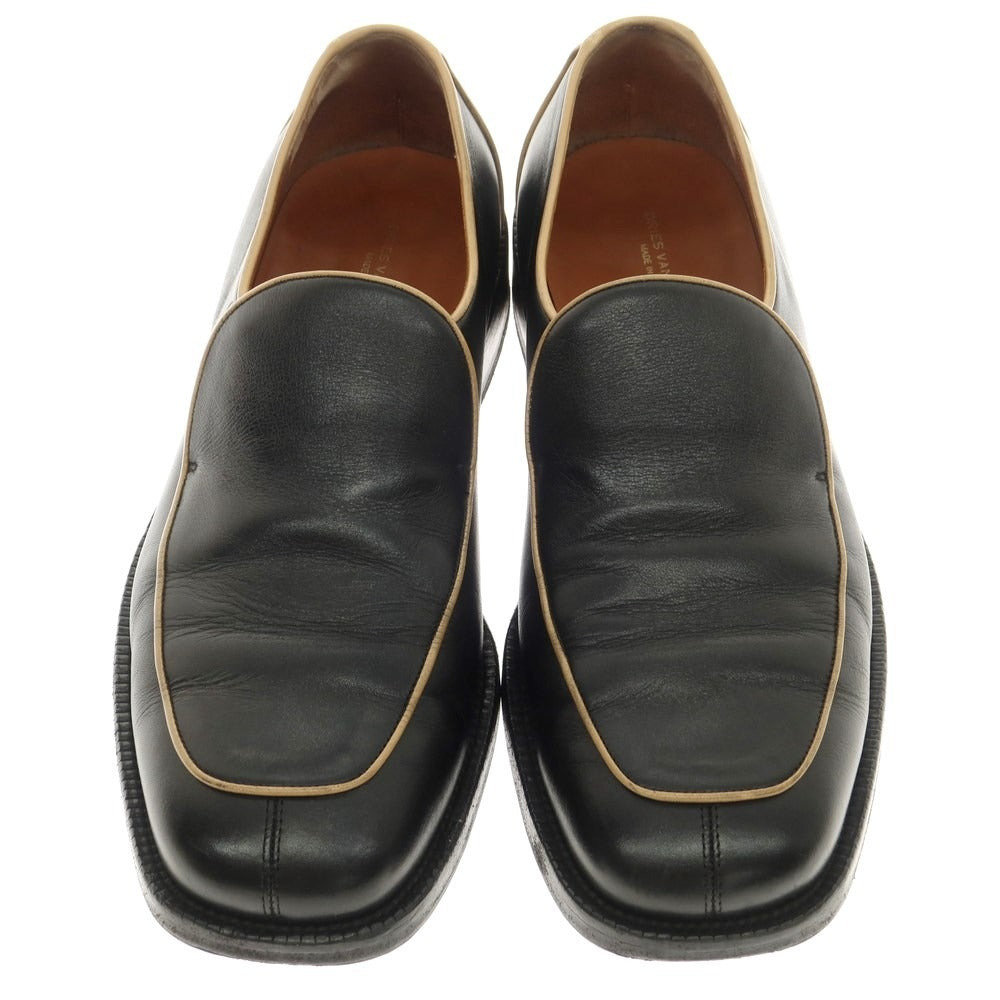 [Used] DRIES VAN NOTEN Loafers Square Toe Slip-on Loafers Black x Beige [41] [Condition Rank B] ​​[Men&