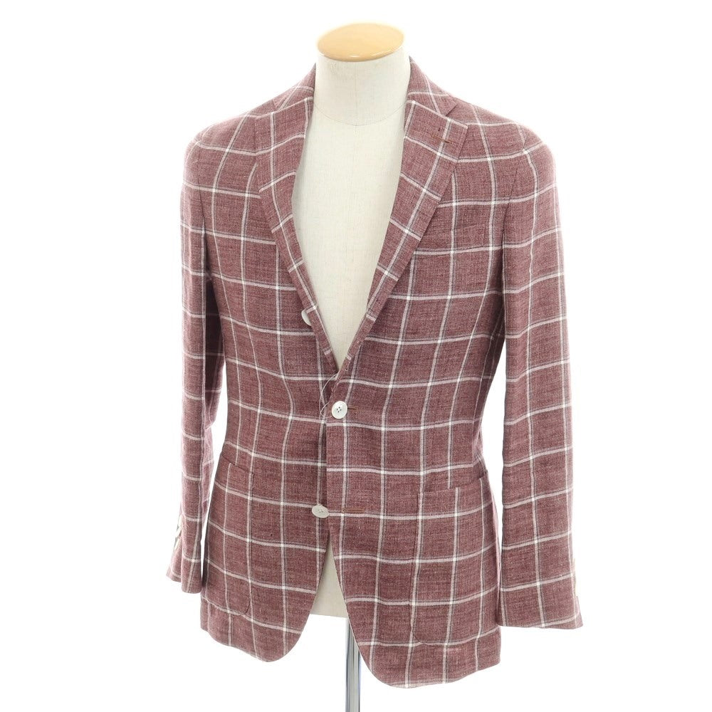 [Used] BOGLIOLI DOVER linen check tailored jacket, light burgundy x white [42] [Condition rank B] ​​[Men&