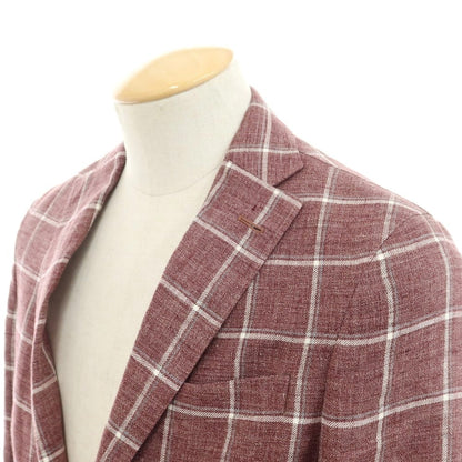 [Used] BOGLIOLI DOVER linen check tailored jacket, light burgundy x white [42] [Condition rank B] ​​[Men&