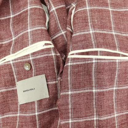 [Used] BOGLIOLI DOVER linen check tailored jacket, light burgundy x white [42] [Condition rank B] ​​[Men&