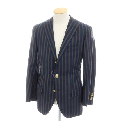 [Used] TOMORROWLAND Wool Linen Silk Striped Jacket Navy x Olive [8D46] [Condition Rank C] [Men&