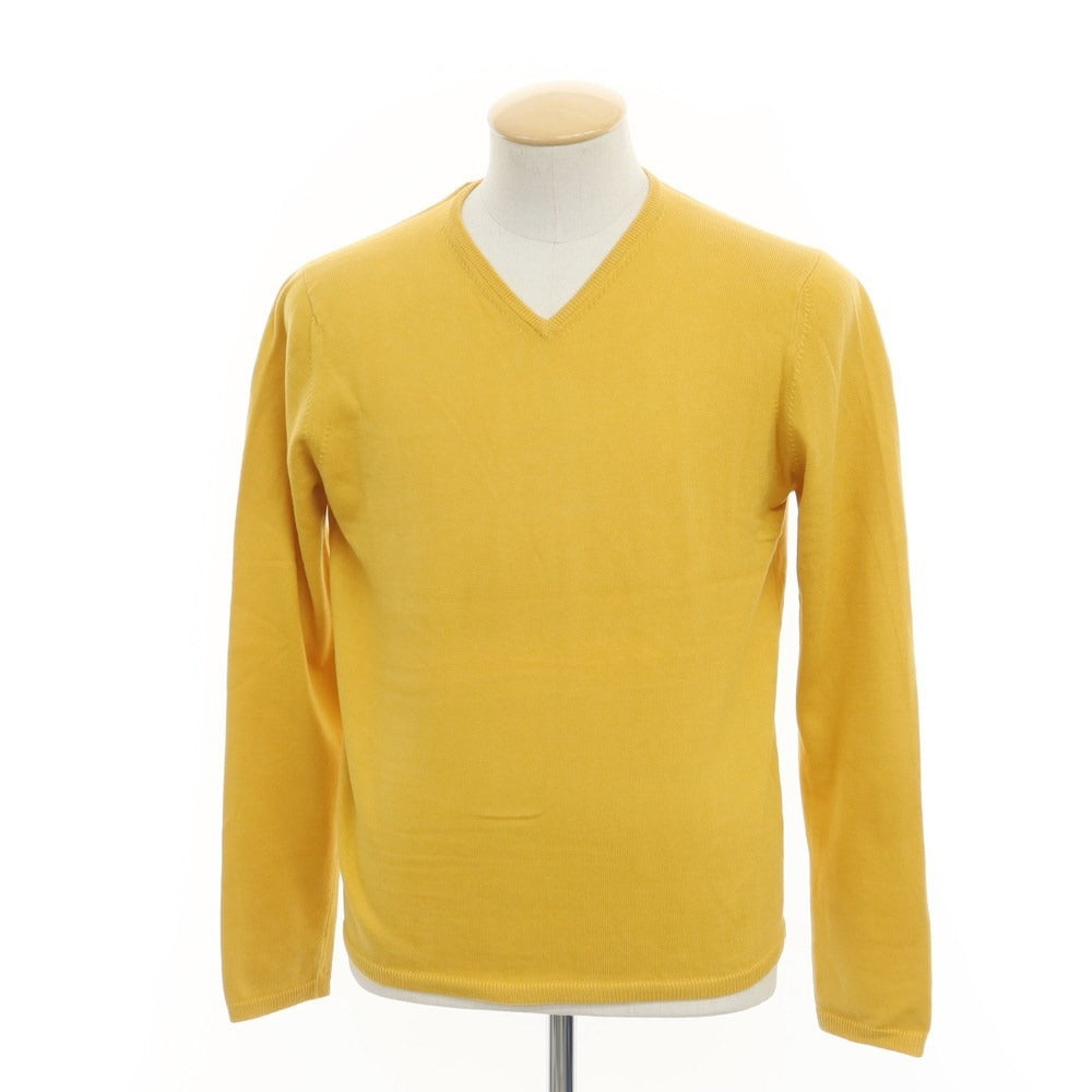 [Used] CRUCIANI High gauge cotton V-neck pullover knit Mustard yellow [Size 44] [YEL] [S/S] [Condition Rank B] ​​[Men&