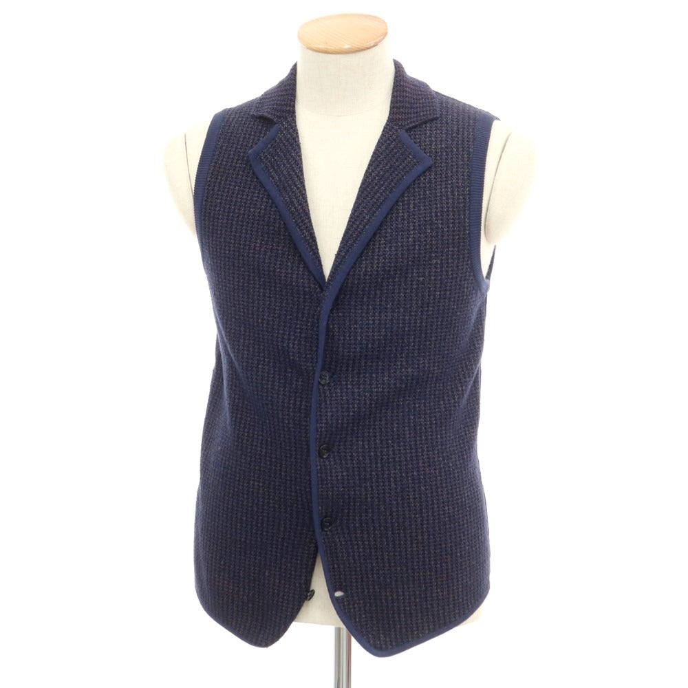 [Used] LARDINI Cotton Knit Vest Casual Gilet Navy x Brown [Size XS] [NVY] [S/S] [Condition Rank B] ​​[Men&