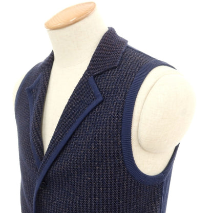 [Used] LARDINI Cotton Knit Vest Casual Gilet Navy x Brown [Size XS] [NVY] [S/S] [Condition Rank B] ​​[Men&