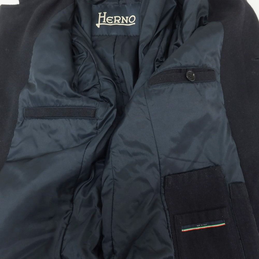 【中古】ヘルノ Herno コットンナイロンウール 中綿 ステンカラーコート ダークネイビー【 48 】【 状態ランクC 】【 メンズ 】 [EPD]