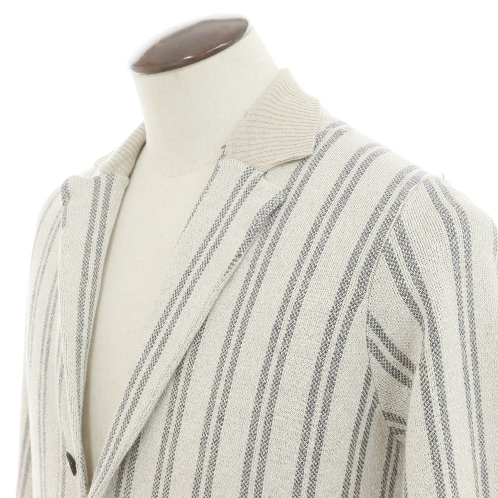 [Used] Drumohr Linen Polyester Stripe Knit Jacket Light Gray x Gray [48] [Condition Rank B] ​​[Men&