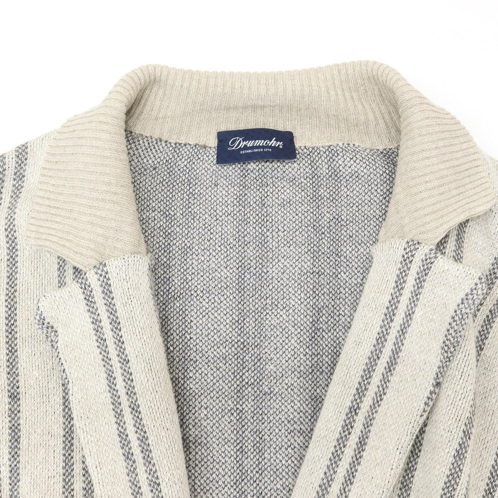 [Used] Drumohr Linen Polyester Stripe Knit Jacket Light Gray x Gray [48] [Condition Rank B] ​​[Men&