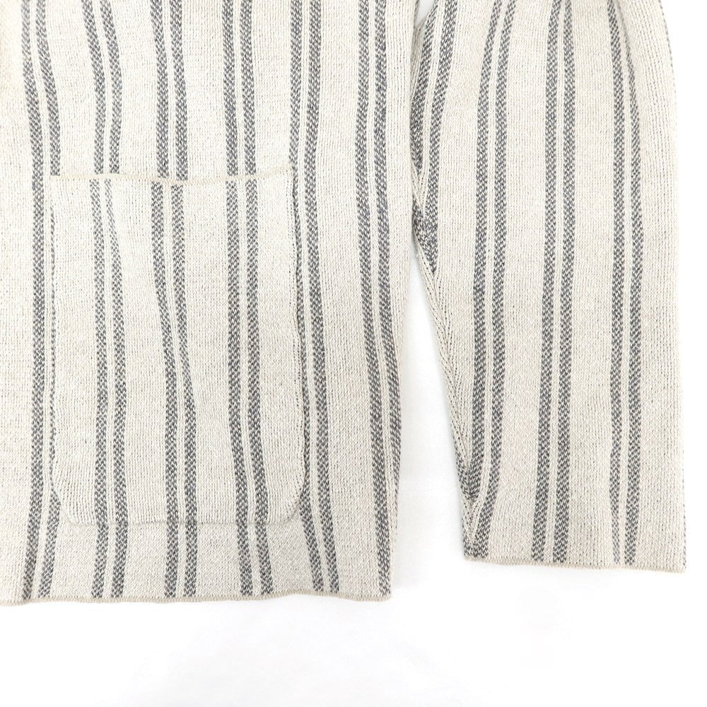 [Used] Drumohr Linen Polyester Stripe Knit Jacket Light Gray x Gray [48] [Condition Rank B] ​​[Men&