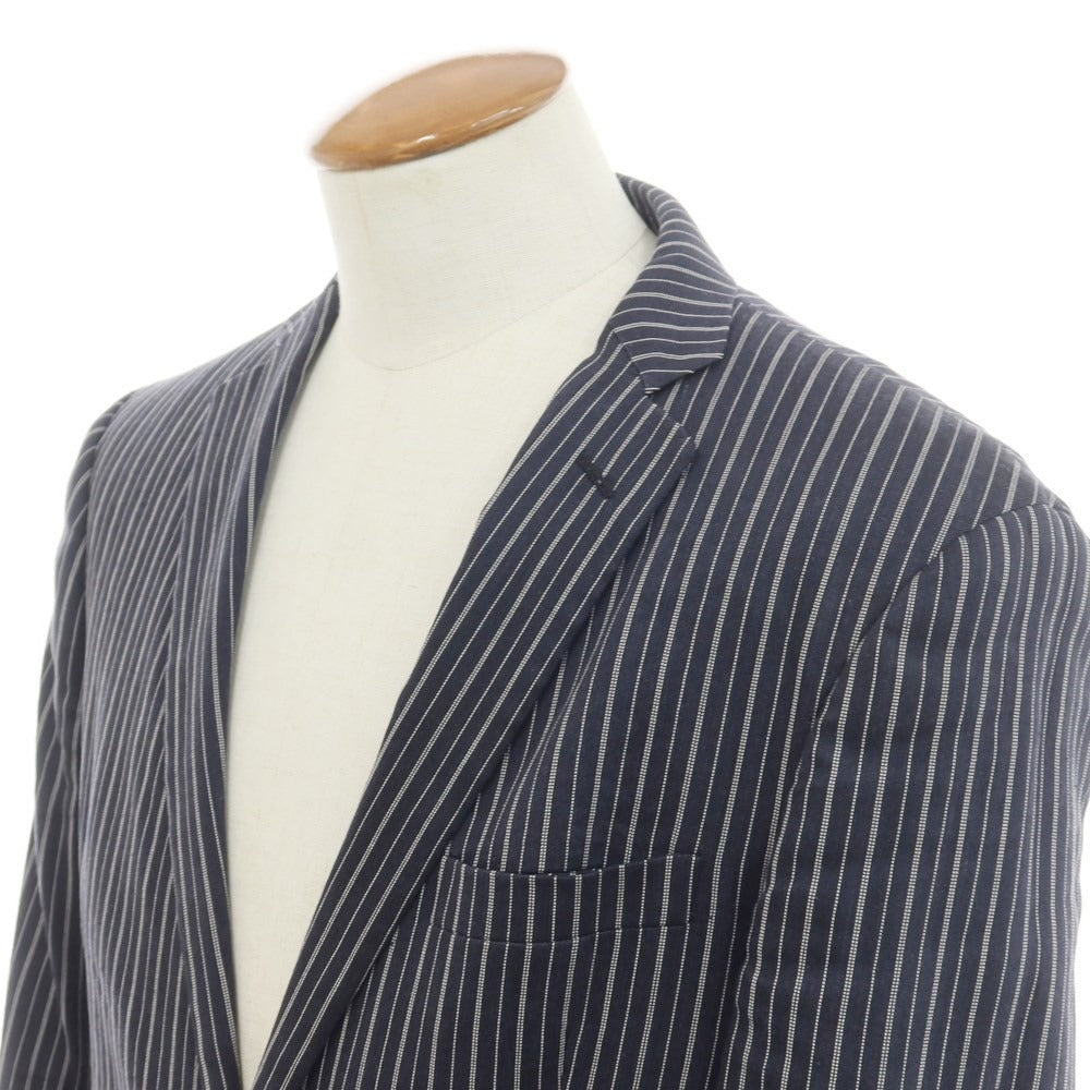 [Used] TONELLO Linen Rayon Striped Casual Jacket Dark Navy x White [46] [Condition Rank B] ​​[Men&