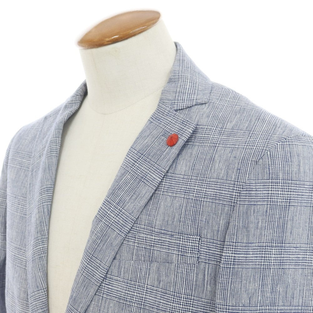 [Used] LIU JO Rayon Linen Check Tailored Jacket Navy x White [46] [Condition Rank B] ​​[Men&