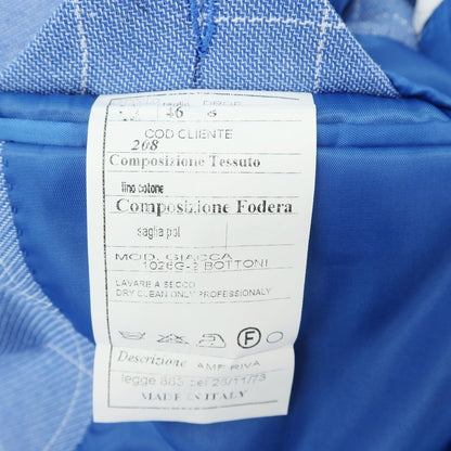 [Used] P. LANGELLA Linen Cotton Check Tailored Jacket Blue x White [46] [Condition Rank B] ​​[Men&