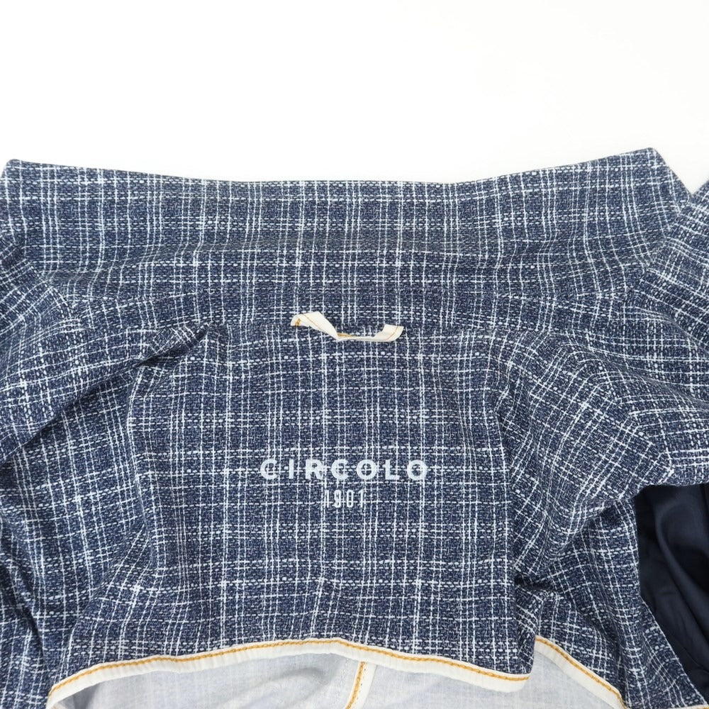 [Used] CIRCOLO 1901 Cotton Jersey Check Casual Jacket Navy x White [46] [Condition Rank B] ​​[Men&