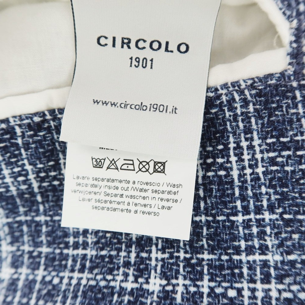 [Used] CIRCOLO 1901 Cotton Jersey Check Casual Jacket Navy x White [46] [Condition Rank B] ​​[Men&