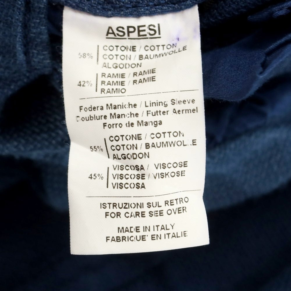 [Used] ASPESI Cotton Ramie 3B Unconstructed Casual Jacket Light Navy [48] [Condition Rank C] [Men&