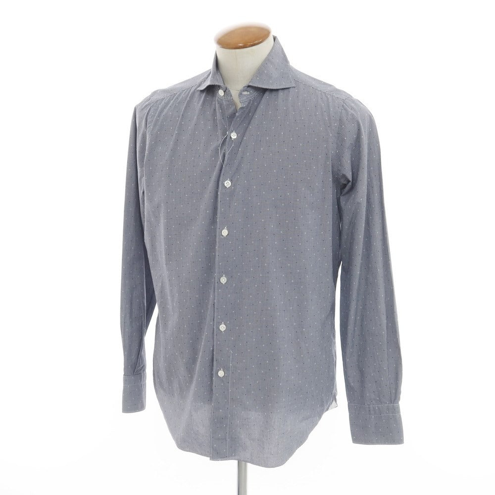 [Used] Finamore Cotton Horizontal Collar Casual Shirt Navy x White [Size 40] [NVY] [S/S/A/W] [Condition Rank C] [Men&