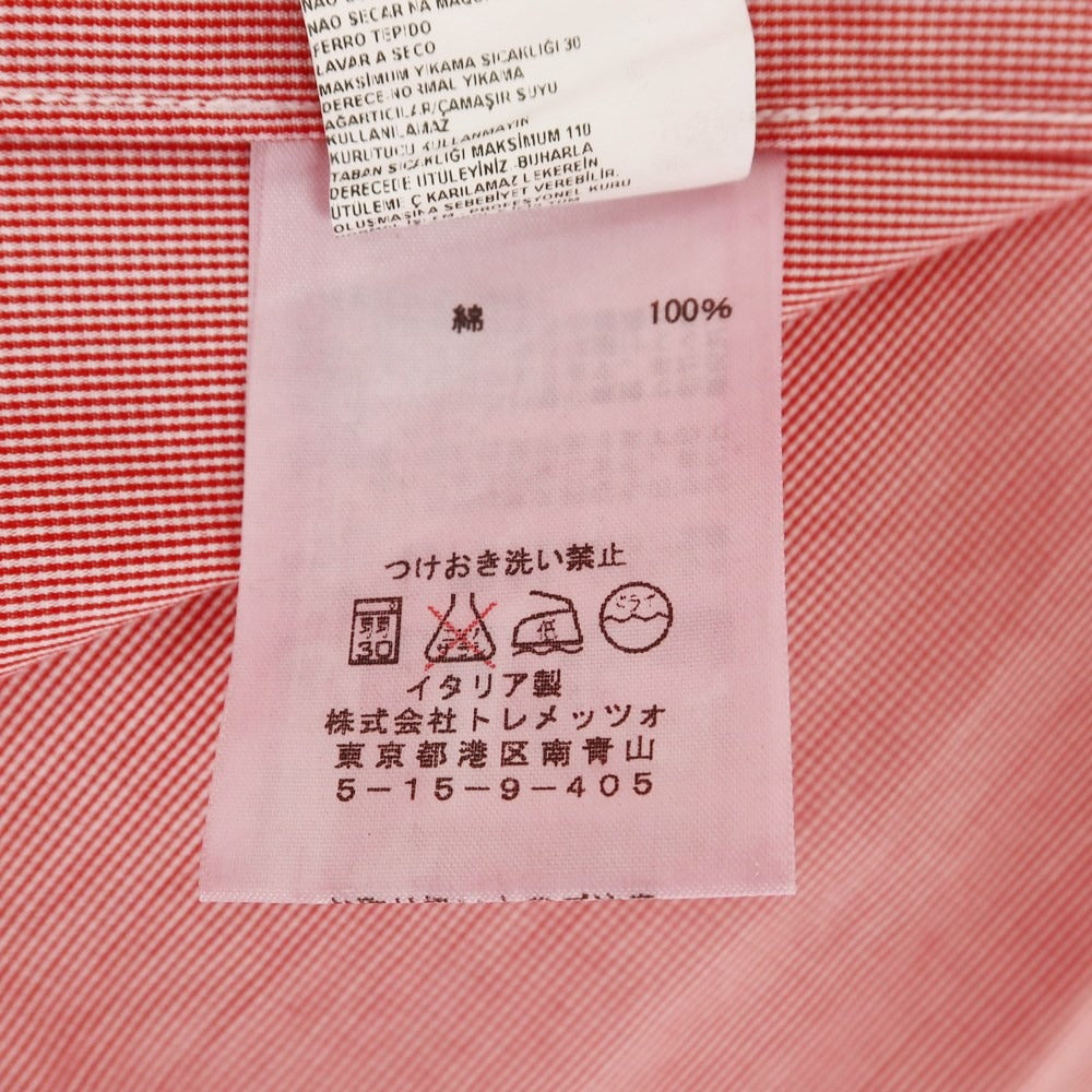 [Used] Bagutta Cotton Check Wide Collar Casual Shirt Red x White [Size 40] [RED] [S/S/A/W] [Condition Rank B] ​​[Men&